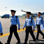 인터폴 수배자 리스트 분석 - A dynamic, cinematic shot of Korean law enforcement officers, identifiable by their uniforms or badg...