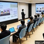 성범죄 가해자 신상 공개 법안 - A detailed, professional illustration of a diverse community meeting in a modern town hall discussin...