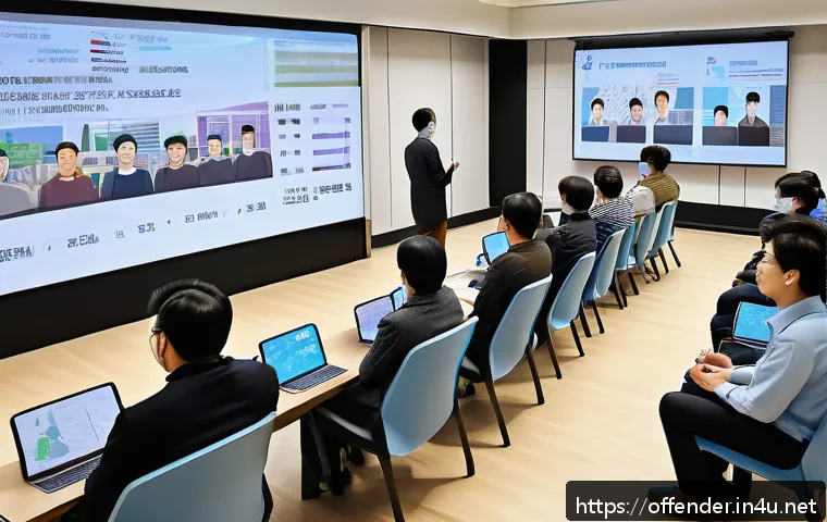 성범죄 가해자 신상 공개 법안 - A detailed, professional illustration of a diverse community meeting in a modern town hall discussin...